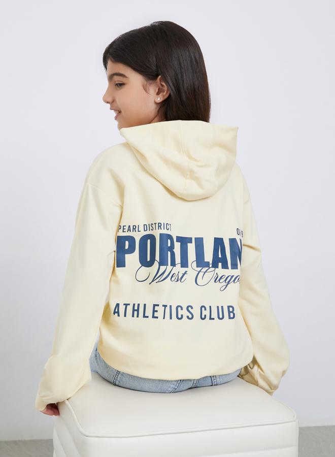 Styli Teens Cream Graphic Print Hoodie - Image 1