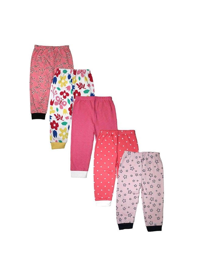 TiniBerry Baby Boys Girls Cotton All Over Print Pajama Rib Pants Pack of 6 Assorted Prints Pack of 6 (3-6 Months, Pink) - Image 2
