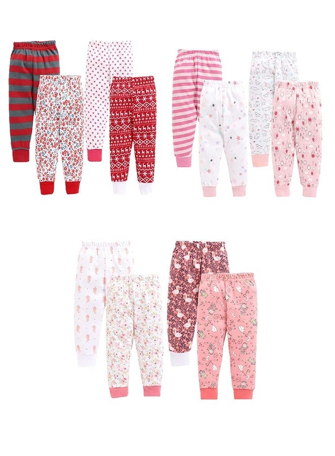 TiniBerry Baby Boys Girls Cotton All Over Print Pajama Rib Pants Pack of 6 Assorted Prints Pack of 6 (3-6 Months, Pink) - Image 5