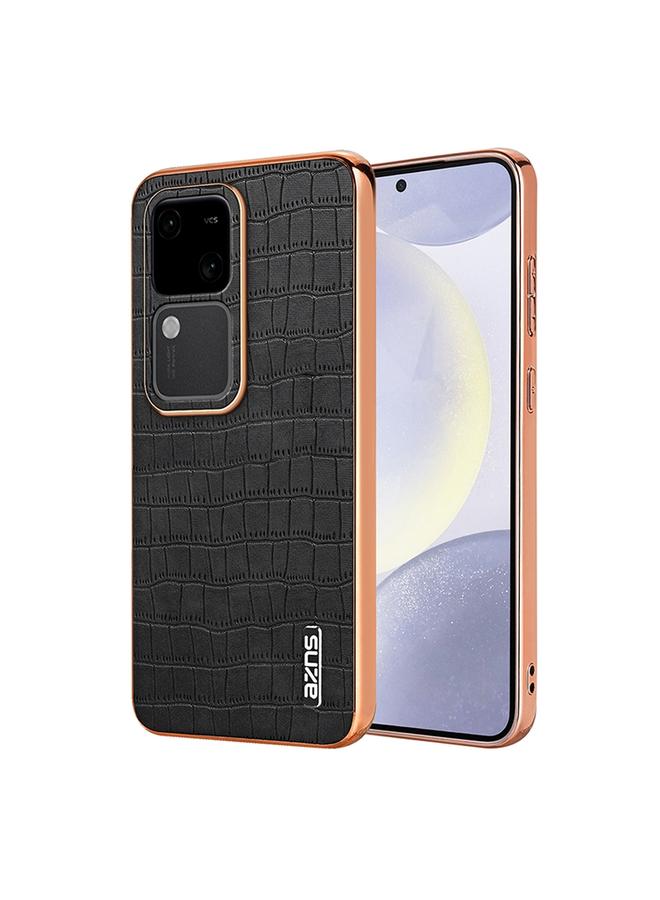 Case For vivo S18 / S18 Pro Electroplated Frame Crocodile Texture Full Coverage Phone Case