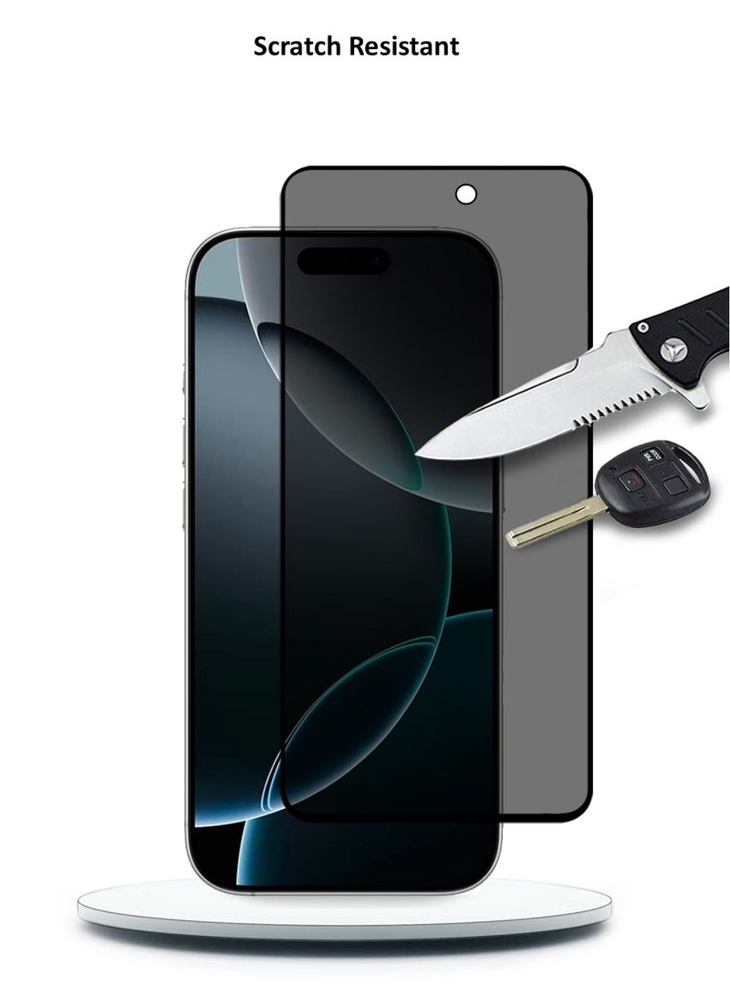 Techie حماية شاشة زجاجية مقساة للخصوصية 2 عبوة لجهاز آبل آيفون 16 برو ماكس - مضادة للفقاعات صلابة 9H سمك 0.33 مم حواف مدورة تركيب سهل - Image 5