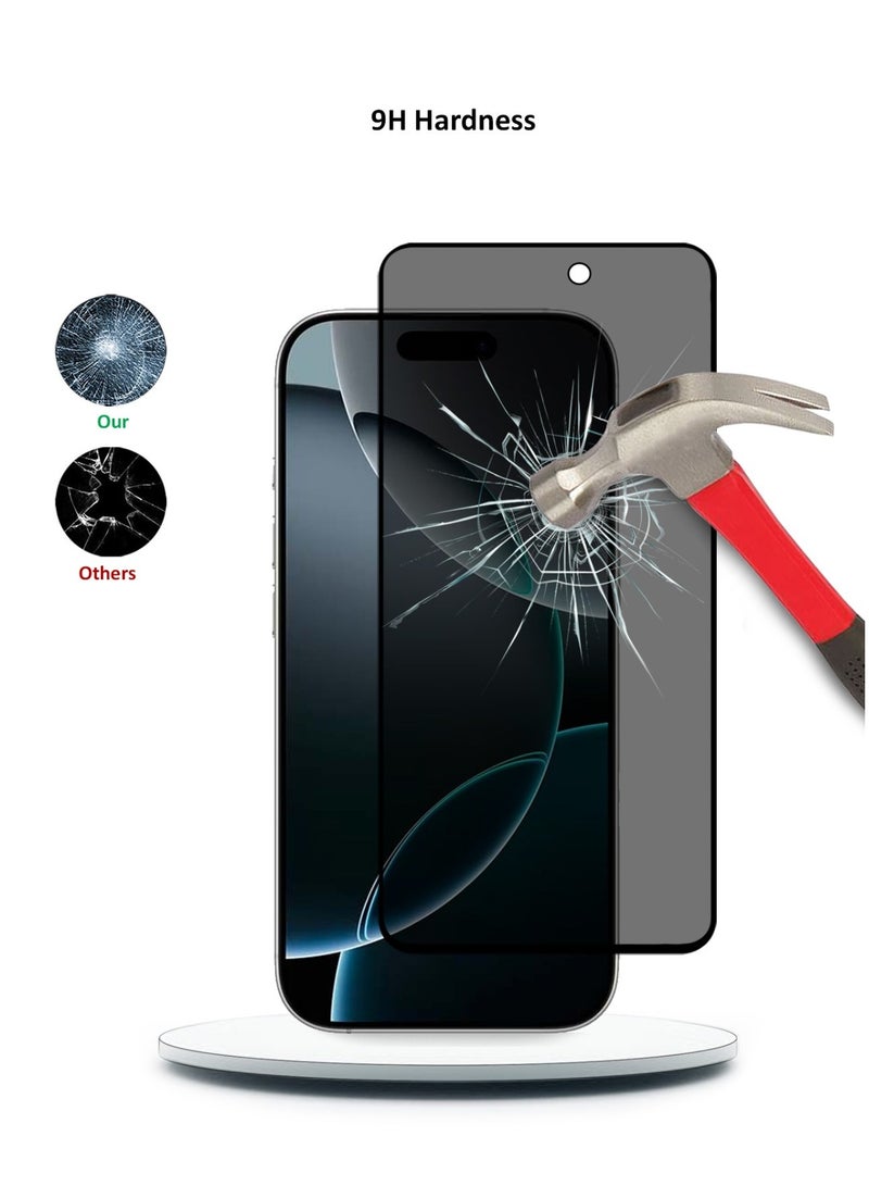 Techie حماية شاشة زجاجية مقساة للخصوصية 2 عبوة لجهاز آبل آيفون 16 برو ماكس - مضادة للفقاعات صلابة 9H سمك 0.33 مم حواف مدورة تركيب سهل - Image 3