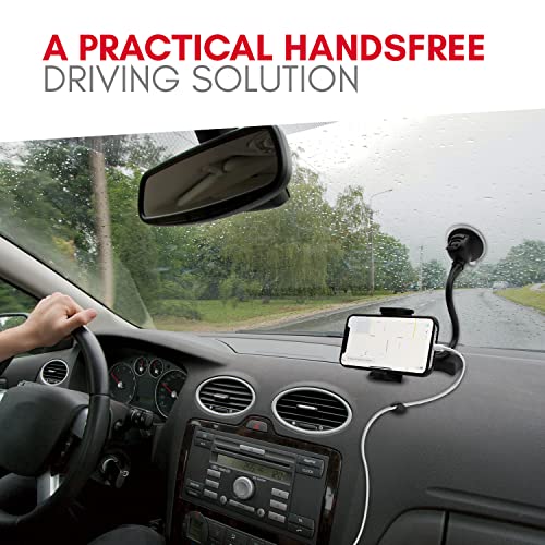 Macally Windshield Phone Mount for Car, Super Strong Suction Cup Phone Holder for Truck - Universal Gooseneck Window Phone Mount for Car, Compatible with iPhone, Samsung, Cell Phone, Android, Mobile - Image 2