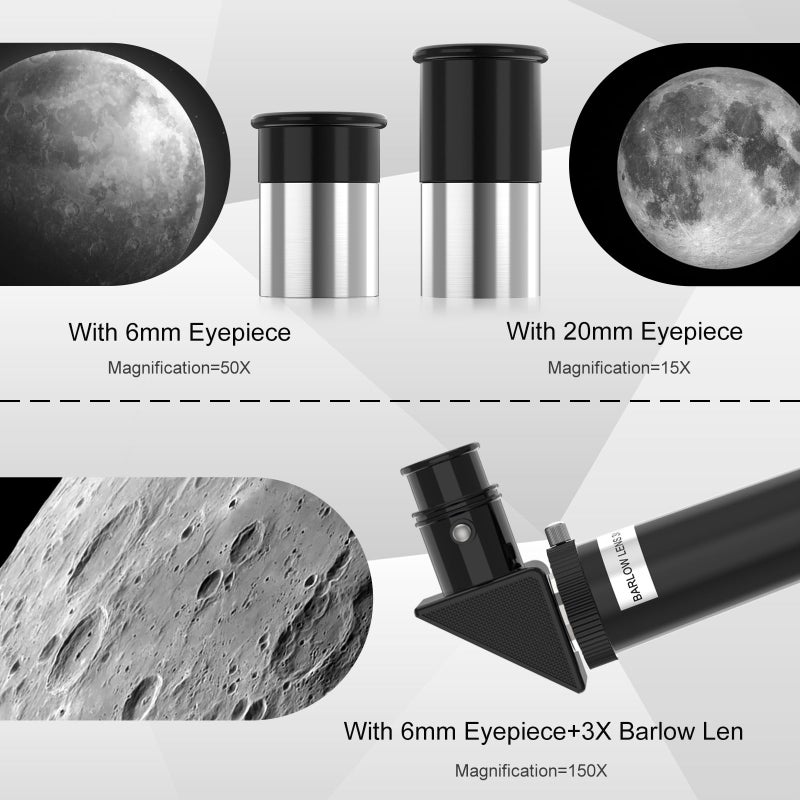 ToyerBee Telescope for Adults u0026 Kids, 70mm Aperture Astronomical Refractor Telescopes for Astronomy Beginners (15X-150X), 300mm Portable Telescope with an Phone Adapter u0026 A Wireless Remote - Image 3