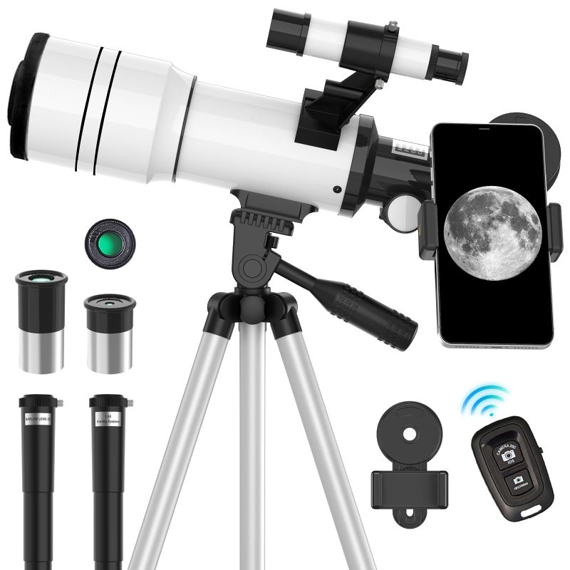 ToyerBee Telescope for Adults u0026 Kids, 70mm Aperture Astronomical Refractor Telescopes for Astronomy Beginners (15X-150X), 300mm Portable Telescope with an Phone Adapter u0026 A Wireless Remote - Image 1