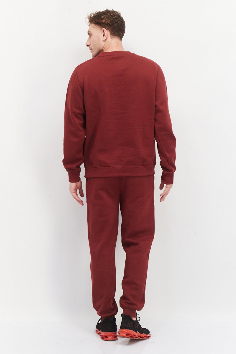 DUCK AND COVER Men 2 Piece Set Embroidered Logo Sweatshirt And Jogger Pants, Maroon  - Image 3