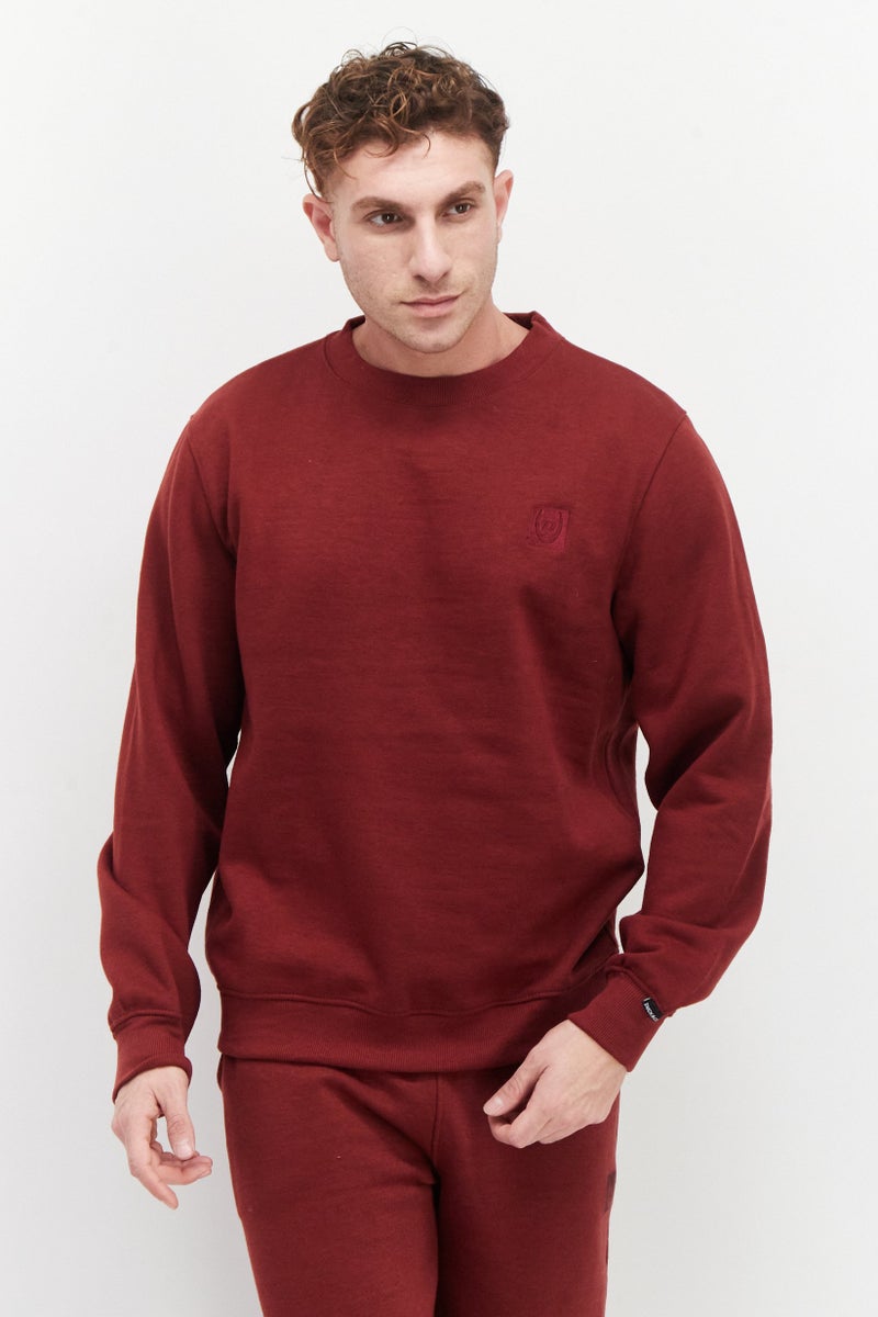 DUCK AND COVER Men 2 Piece Set Embroidered Logo Sweatshirt And Jogger Pants, Maroon  - Image 4