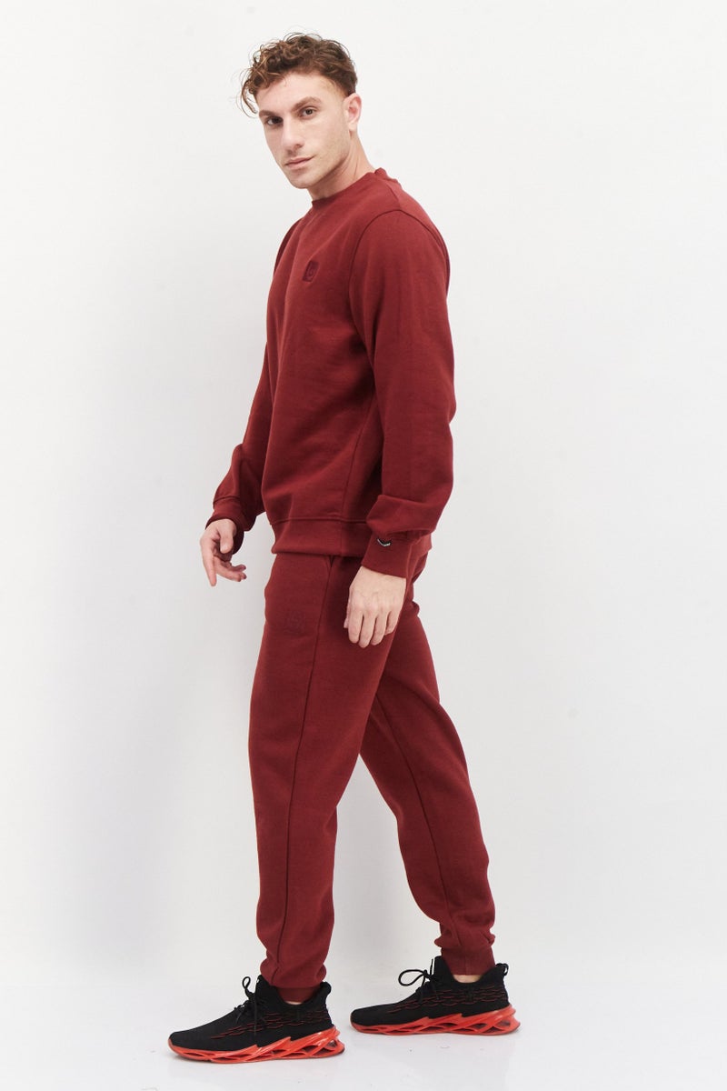 DUCK AND COVER Men 2 Piece Set Embroidered Logo Sweatshirt And Jogger Pants, Maroon  - Image 2