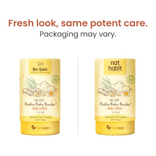 Nat Habit Everyday Talc Free Raw Haldi Kusha Baby Powder, Chemical Free & Rashfree, 0-5 Yrs - (150 g) - Image 2