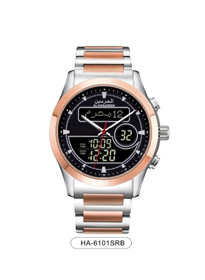الحرمين ساعة يد رقمية وتناظرية لأوقات الصلاة في جميع أنحاء العالم