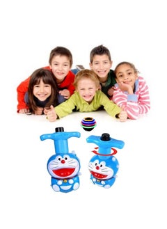 Manos Doraemon Shaped Flashing LED Light Up Toy, Blue lattu Toy, Spinner Toy for Kids Pack of 1  - Image 1