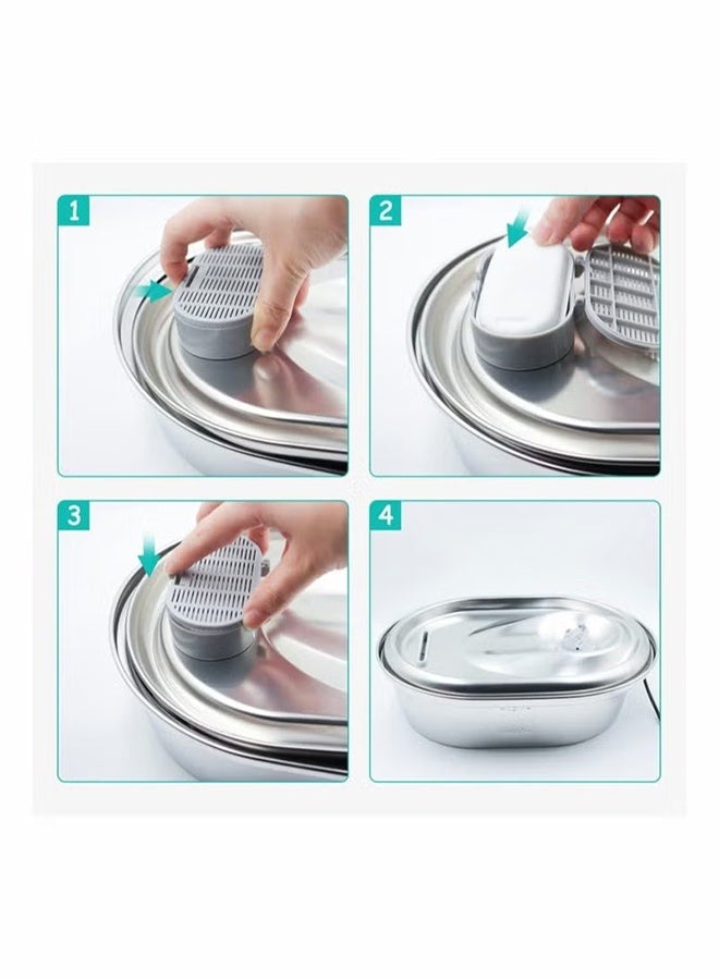 YJ Cat Water Fountain Filters for Stainless Steel 67oz 2L Adjustable Water Flow Pet Fountain 8 Pack Pet Replacement Filters with 8 Sponges - Image 4