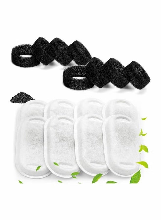 YJ Cat Water Fountain Filters for Stainless Steel 67oz 2L Adjustable Water Flow Pet Fountain 8 Pack Pet Replacement Filters with 8 Sponges - Image 1