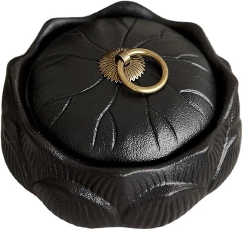 Retro Ceramic Ashtray Hand Frosted Lotus Design Desktop Home Office Patio Decor Color A - Image 1