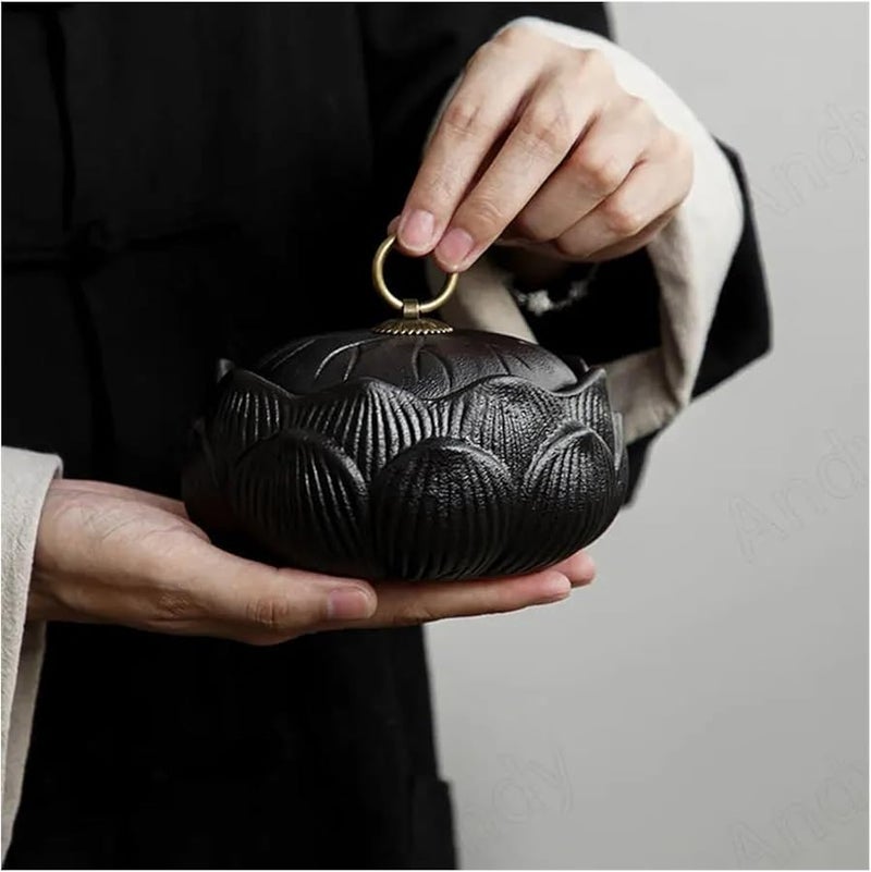 Retro Ceramic Ashtray Hand Frosted Lotus Design Desktop Home Office Patio Decor Color A - Image 4