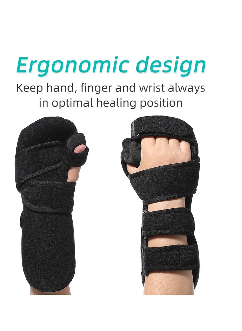 SYOSI - Stroke Resting Hand Splint Night Immobilizer Wrist Finger Brace for Flexion Contractures Functional 5 Finger Stabilizer Wrap for Muscle Atrophy Rehab Arthritis Pain Right - Image 1
