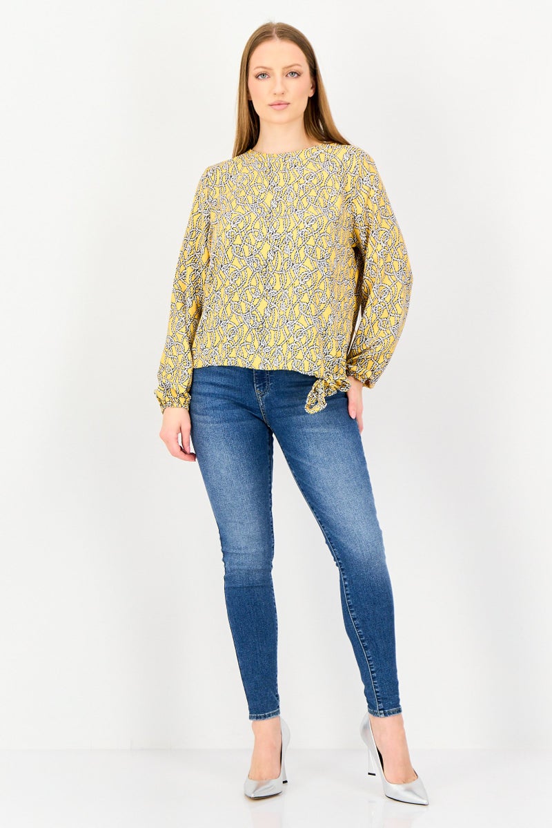 VERO MODA I Scenery By Vero Moda Women Crew Neck Allover Print Long Sleeve Blouse, Multicolor - Image 4