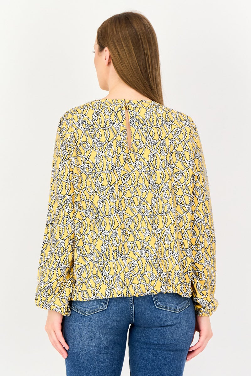 VERO MODA I Scenery By Vero Moda Women Crew Neck Allover Print Long Sleeve Blouse, Multicolor - Image 3