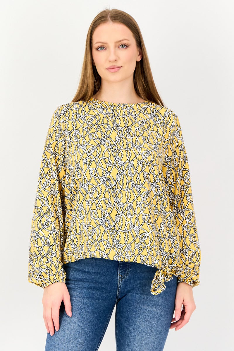 VERO MODA I Scenery By Vero Moda Women Crew Neck Allover Print Long Sleeve Blouse, Multicolor - Image 1