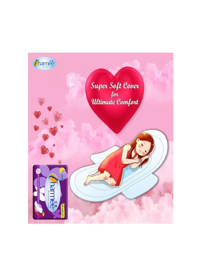 Charmee - Charmee All Night Plus with Extra Long Wing Feminine Pads, For Heavy Flow and Night Use, Sanitary Pads with Back Leak Protection, (Pack of 4 Pads). - Image 1