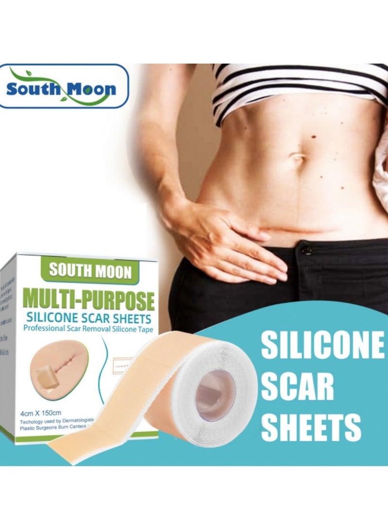 ساوث مون رقعة الندبات المصنوعة من السيليكون لإزالة الندبات التجميلية الفعالة لإزالة الندبات الناتجة عن العمليات القيصرية وندوب الحروق وغيرها من الندبات المتبقية من الجل بشريط لاصق غير مؤلم (4 سم × 1.5 متر) - Image 1