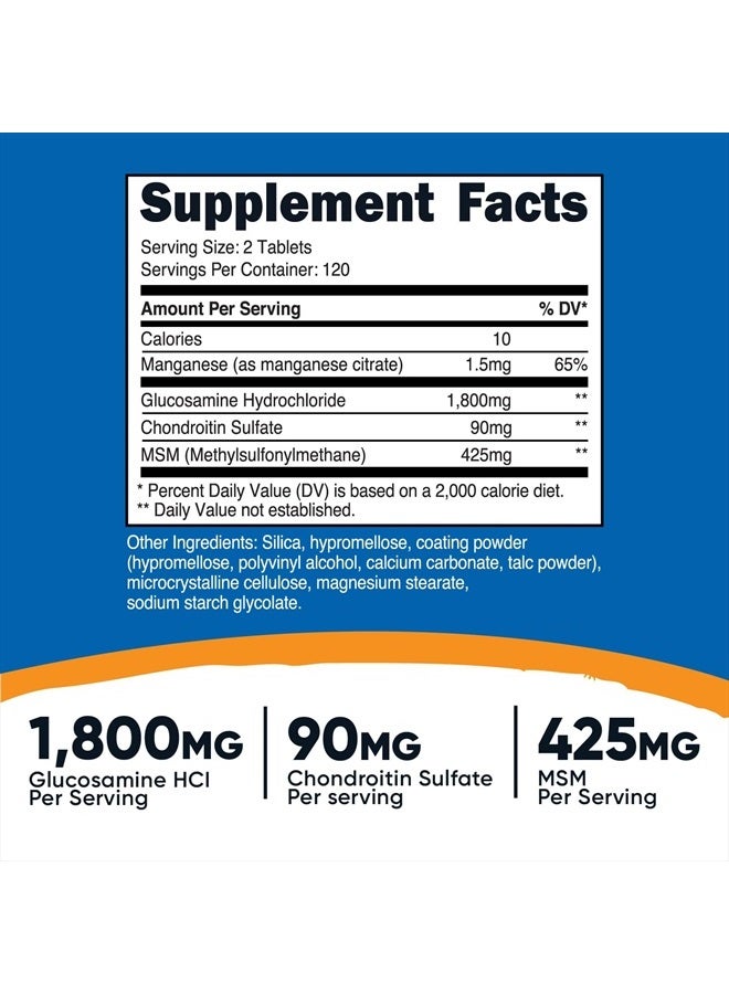 Nutricost Glucosamine 1800mg with Chondroitin & MSM, 240 Tablets, 120 Servings - Joint Support Formula - Non-GMO, Gluten Free - Image 4