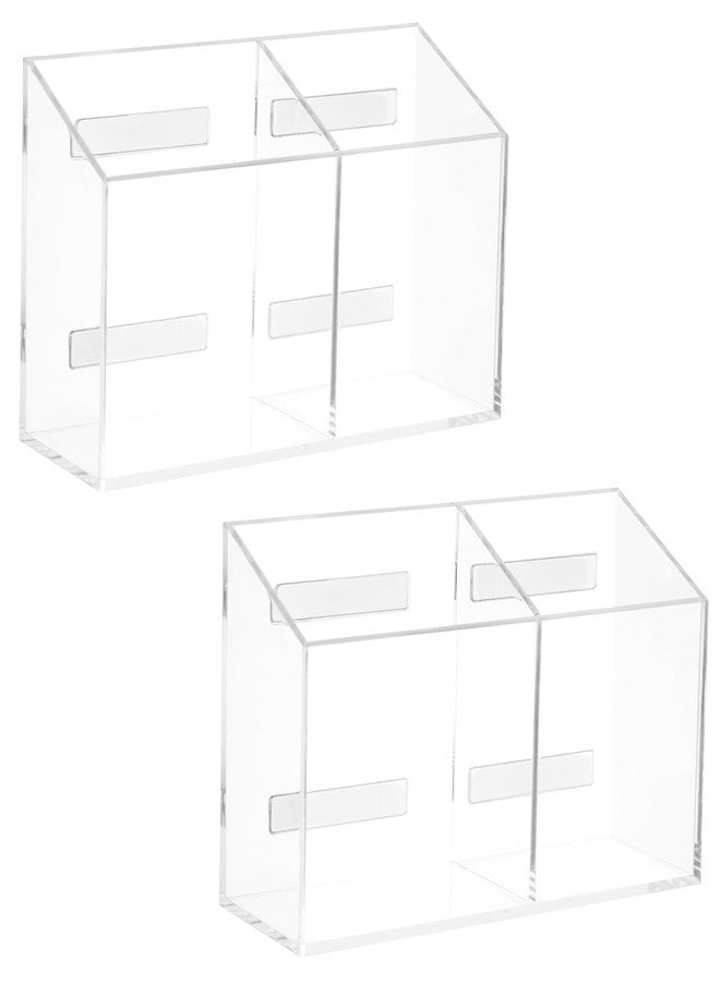 ECHSRT Acrylic Pen Holder 2-Pack With Megnetic, No-Adhesive Embedded Magnets,2-Compartment Dry Erase Marker Holder for Whiteboard & Fridge, Desk Locker Accessories Organizer - Image 1