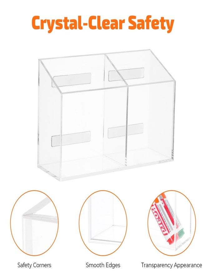 ECHSRT Acrylic Pen Holder 2-Pack With Megnetic, No-Adhesive Embedded Magnets,2-Compartment Dry Erase Marker Holder for Whiteboard & Fridge, Desk Locker Accessories Organizer - Image 4