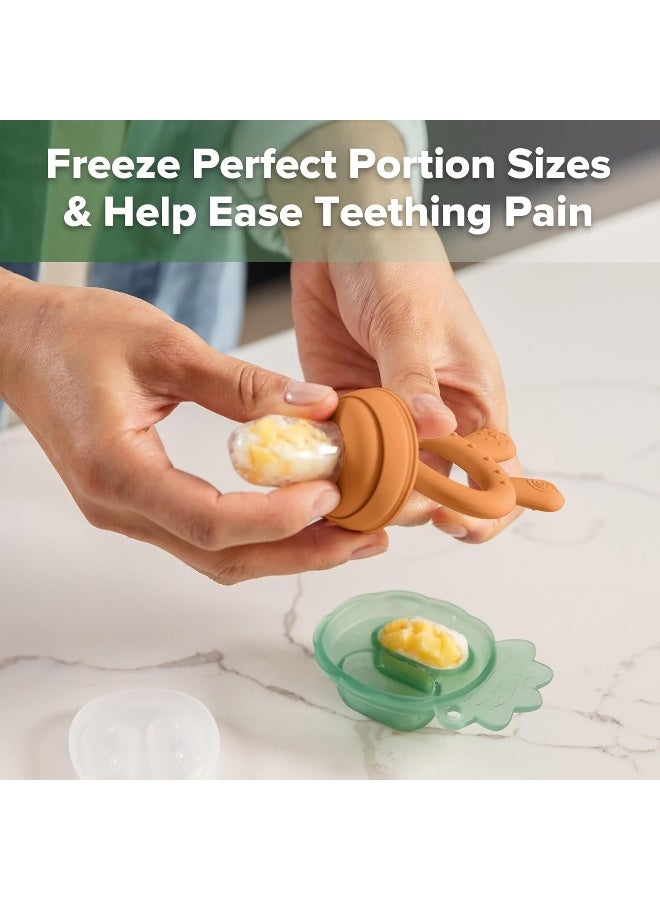 Haakaa Baby Fruit Food Pacifier Feeder | Breastmilk Popsicle Mold for Teething | Food Grade Silicone Feeder with Pouch Cover for Milk Freezing, Help Baby Teething Relief, BPA Free (Pumpkin) - Image 3