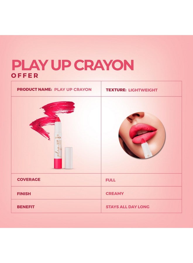 JUICE Play Up Lip Crayon-Play long games with transfer-proof rich color 3pc Combo Set(Coral Charm-MCR06, Red Flag-MCR11, Brown-MCR03) - Image 3