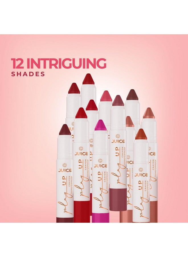 JUICE Play Up Lip Crayon-Play long games with transfer-proof rich color 3pc Combo Set(Coral Charm-MCR06, Red Flag-MCR11, Brown-MCR03) - Image 5