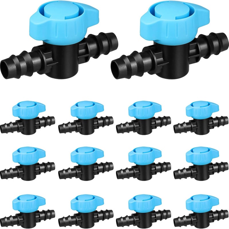 JAYEE 14 Pcs Drip Irrigation Fittings Switch Valve 1/2 Inch, In-Line Barbed Switch Valve For 1/2 Inch Drip Tubing (.570-.620" ID), Shut-Off/On Drip Line Parts For Garden Sprinkler Systems - Image 1
