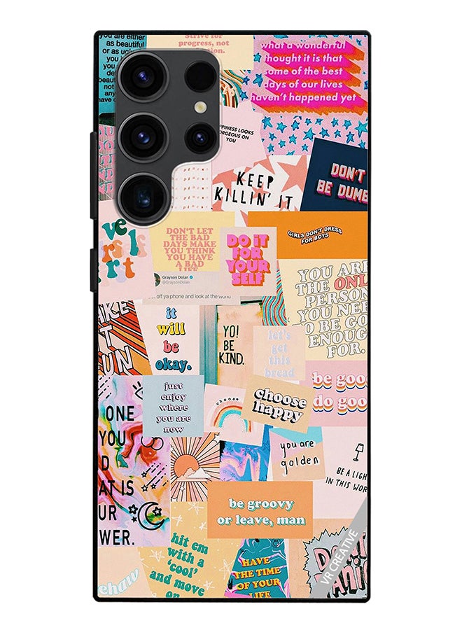 VR CREATIVE غطاء حماية لهاتف سامسونج جالاكسي S24 ألترا بتصميم اقتباسات متعددة بألوان متعددة - Image 1