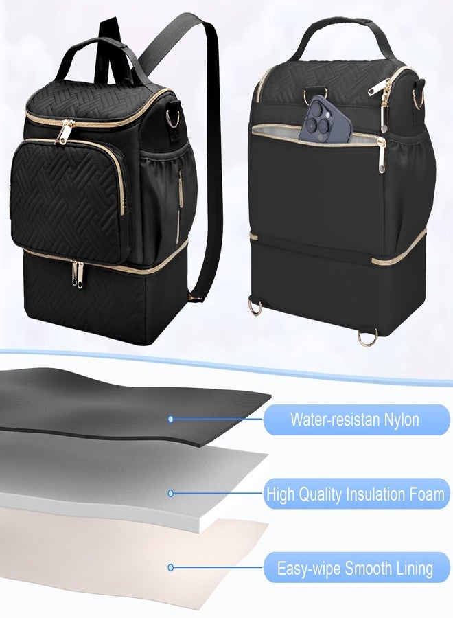 حقيبة شفط حليب الثدي قابلة للارتداء مع حجرة تبريد، متوافقة مع مضخات Willow/Elvie/Medela/Momcozy M5/S12 Pro، حقيبة سفر لتبريد حليب الثدي مع عبوة ثلج، حقائب شفط الحليب للعمل، أسود - Image 5