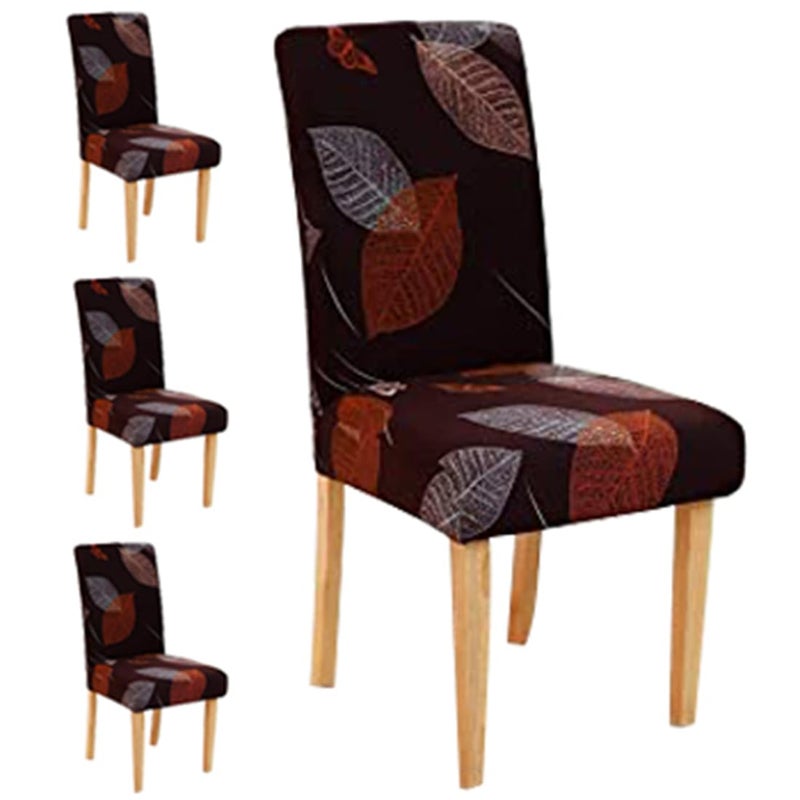 Styleys Elastic Chair Cover Stretch Removable Washable Short Dining Chair Cover Protector Seat Slipcover (4 Chair Cover, SLMC-142 Maroon Leaf) - Image 3