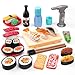 Funpynani Sushi Slicing Play Food Set 34Pcs 3 Ages LED Light with Color Changing Pretend Food Toys Accessories with Velcro for Kids Play Kitchen for Toddlers Learning Gift for Girls Boys - Image 4
