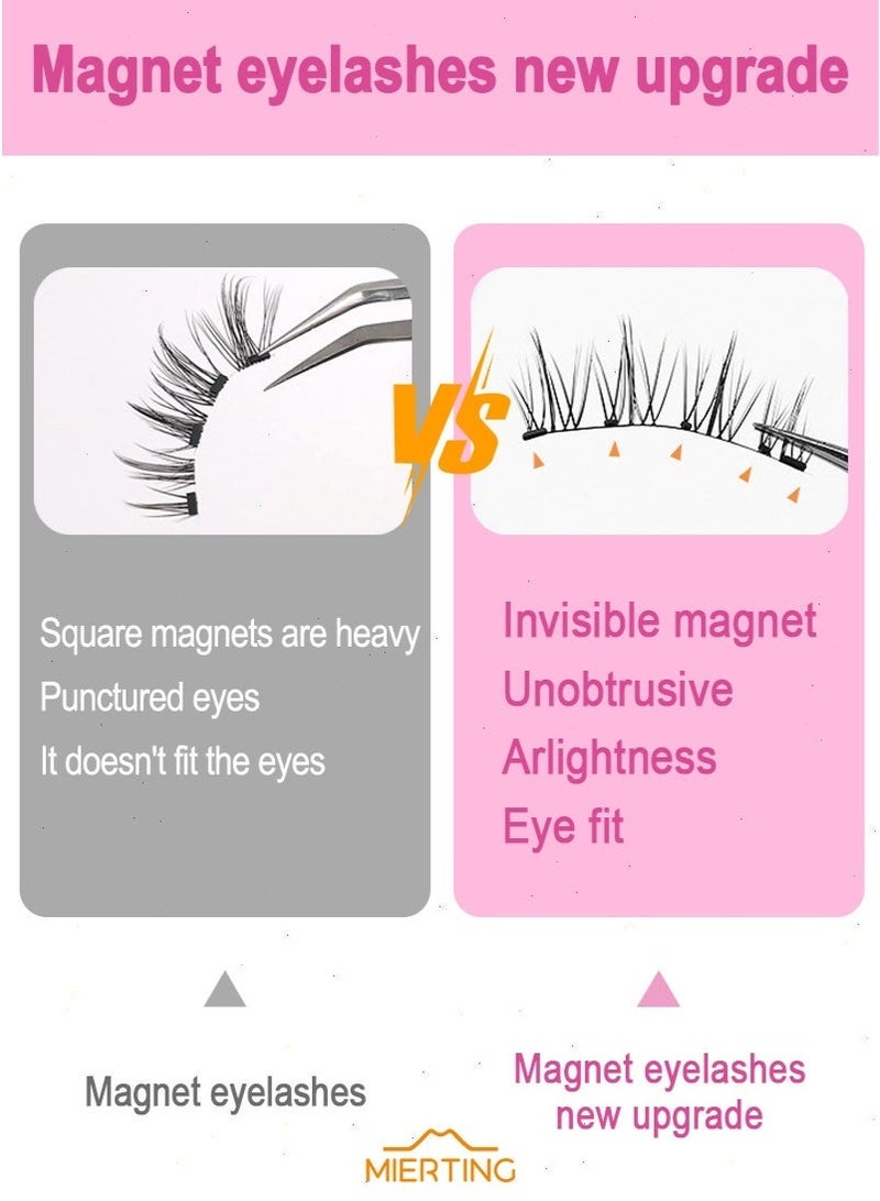 ميرتينج رموش مغناطيسية نصفية للزاوية الخارجية، مجموعات رموش طبيعية مع أداة تطبيق، رموش قابلة لإعادة الاستخدام بدون غراء، سهلة التطبيق والإزالة، CT04-6 مجموعة مجموعات الرموش - Image 4