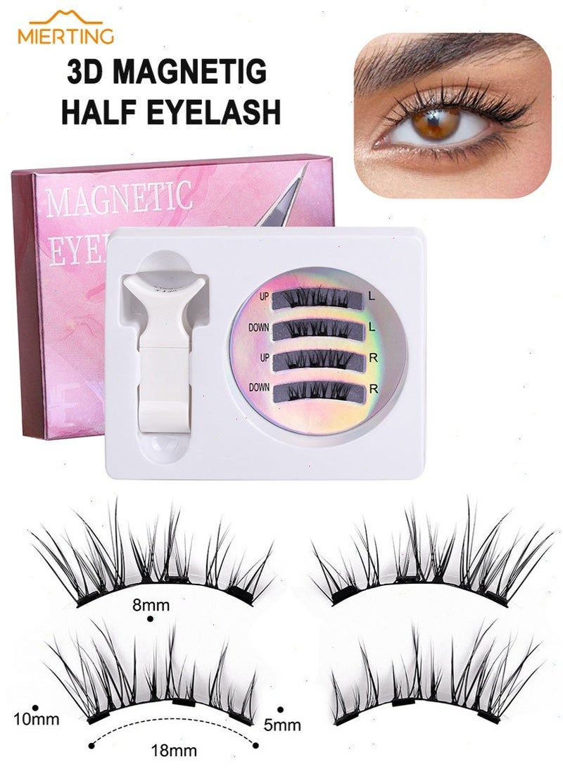 ميرتينج رموش مغناطيسية نصفية للزاوية الخارجية، مجموعات رموش طبيعية مع أداة تطبيق، رموش قابلة لإعادة الاستخدام بدون غراء، سهلة التطبيق والإزالة، CT04-6 مجموعة مجموعات الرموش - Image 1