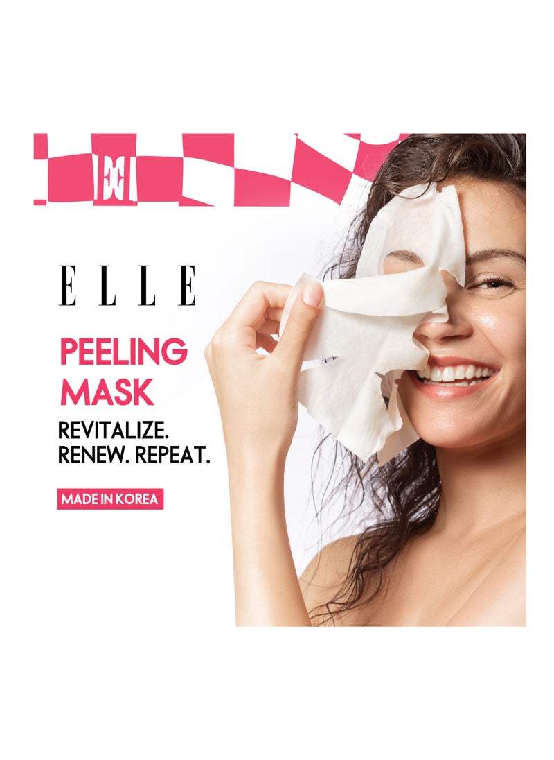 ELLE ELLE Youth Boosting Peeling Mask – Anti-Aging, Hydrating & Brightening Face Mask – Packed with Peptides, Niacinamide, Lactic Acid and Hyaluronic Acid for Radiant, Youthful Skin,  Pack of 4  - Image 1