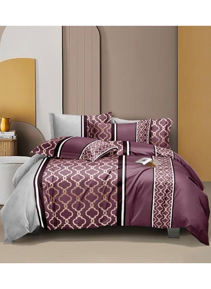 DECOR2ADMIRE DECOR2ADMIRE 300 TC Soft Glace Cotton Queen Size Abstract Printed Premium Double Bedsheet with Two King Size Pillow Covers for Home 90 Inches x 100 Inches Wine Multi Printed  - Image 1