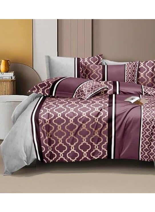 DECOR2ADMIRE DECOR2ADMIRE 300 TC Soft Glace Cotton Queen Size Abstract Printed Premium Double Bedsheet with Two King Size Pillow Covers for Home 90 Inches x 100 Inches Wine Multi Printed  - Image 2