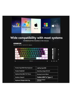 Kiboule 61 Keys Membrane Keyboard Key Cable Separation Simple and Compact Two Colours Colour Blocking RGB Cool Backlight Gaming Wired Keyboard Mini 60% Keyboard  - Image 4