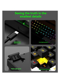 Kiboule 61 Keys Membrane Keyboard Key Cable Separation Simple and Compact Two Colours Colour Blocking RGB Cool Backlight Gaming Wired Keyboard Mini 60% Keyboard  - Image 5