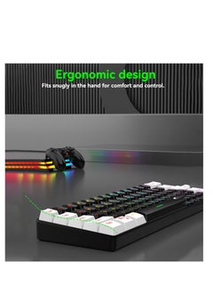 Kiboule 61 Keys Membrane Keyboard Key Cable Separation Simple and Compact Two Colours Colour Blocking RGB Cool Backlight Gaming Wired Keyboard Mini 60% Keyboard  - Image 3