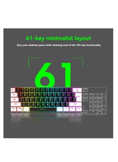 Kiboule 61 Keys Membrane Keyboard Key Cable Separation Simple and Compact Two Colours Colour Blocking RGB Cool Backlight Gaming Wired Keyboard Mini 60% Keyboard  - Image 2