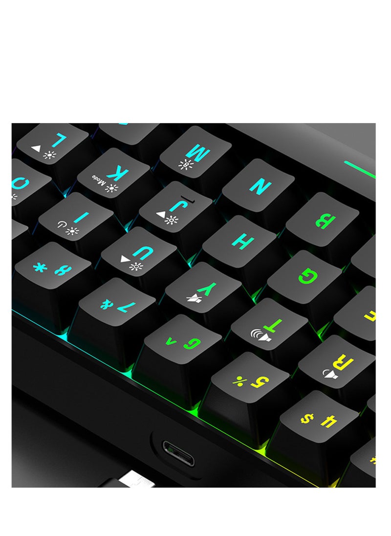 Kiboule - 61 Keys Membrane Keyboard Key Cable Separation Simple and Compact Two Colours Colour Blocking RGB Cool Backlight Gaming Wired Keyboard Mini 60% Keyboard - Image 1