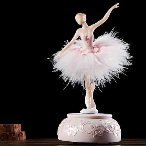 Briskfeel Enchanting Ballerina Music Box Ballerina Rotates with Mechanical Movement - Swan Lake Melody, Feathered Tutu Musical Box for Elegant Home Decor and Gift (6# Ballet Pink) - Image 3