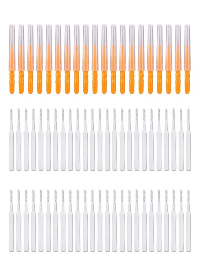 lasuroa 70pcs Shower Head Cleaner Tools, 2 Styles Showerhead Cleaning Brushes Picks Bathroom Household Accessories for Unclogging Tiny Nozzles Small Holes Faucets Sink Gaps(Orange & White) - Image 1