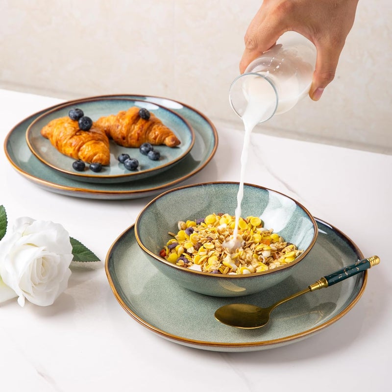 AmorArc Ceramic Dinnerware SetsHandmade Reactive Glaze Stoneware Plates and Bowls SetsHighly Chip and Crack Resistant  Dishwasher  Microwave Safe Dishes SetService for 6 18pc - Image 3