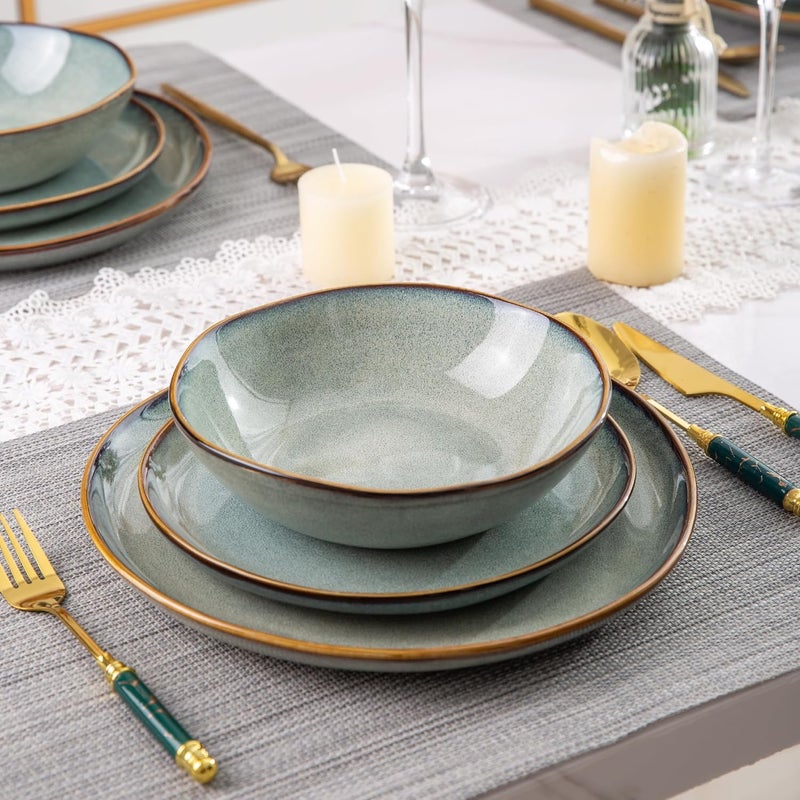 AmorArc Ceramic Dinnerware SetsHandmade Reactive Glaze Stoneware Plates and Bowls SetsHighly Chip and Crack Resistant  Dishwasher  Microwave Safe Dishes SetService for 6 18pc - Image 4